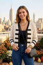 CONTRAST TRIM MILITARY STYLE CARDIGAN