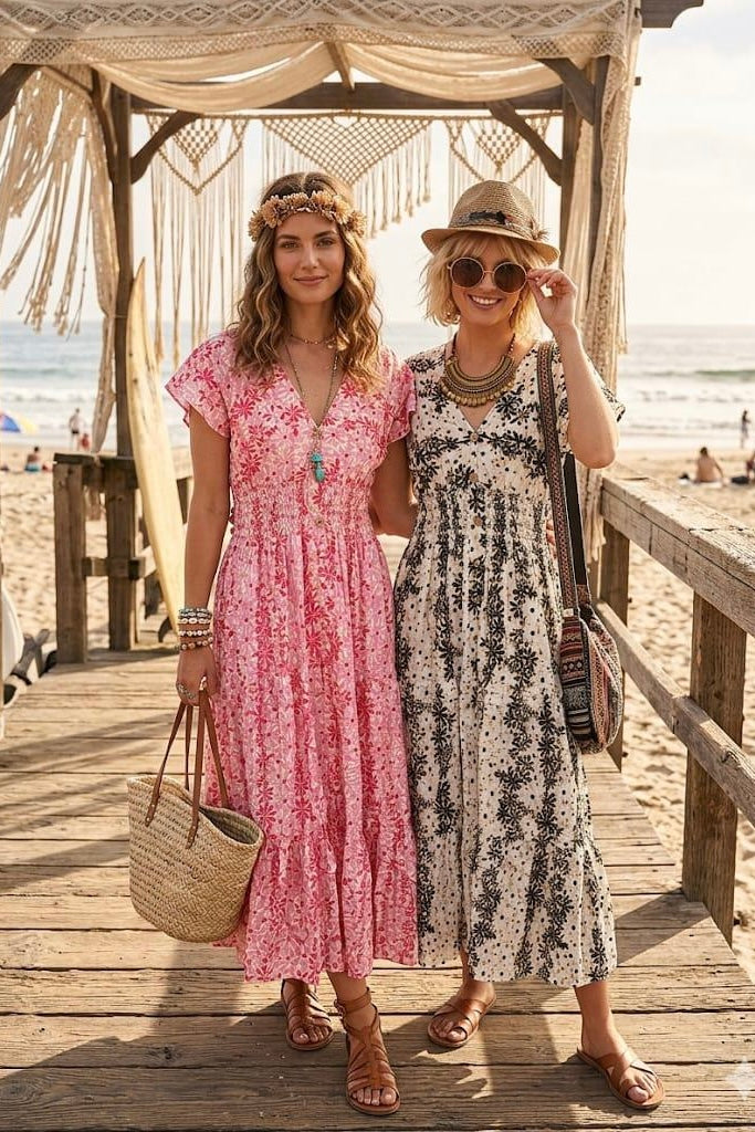 FLORAL BUTTON DETAIL MAXI(MIXED COLOUR PACK)