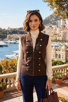 GOLD BUTTON ZIP-UP KNIT WAIST COAT