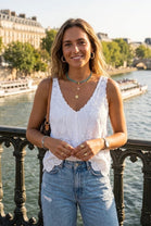 FLORAL EMBROIDERED V-NECK TOP