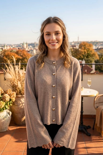 HERAT BUTTON SCALOOP EDGE CARDIGAN