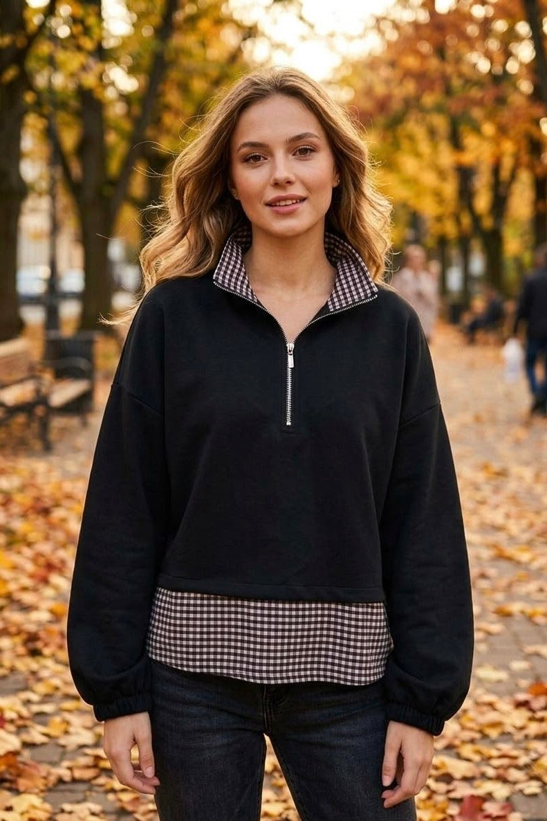 HALF-ZIP LAYERED 2-IN-1 SWEATSHIRT