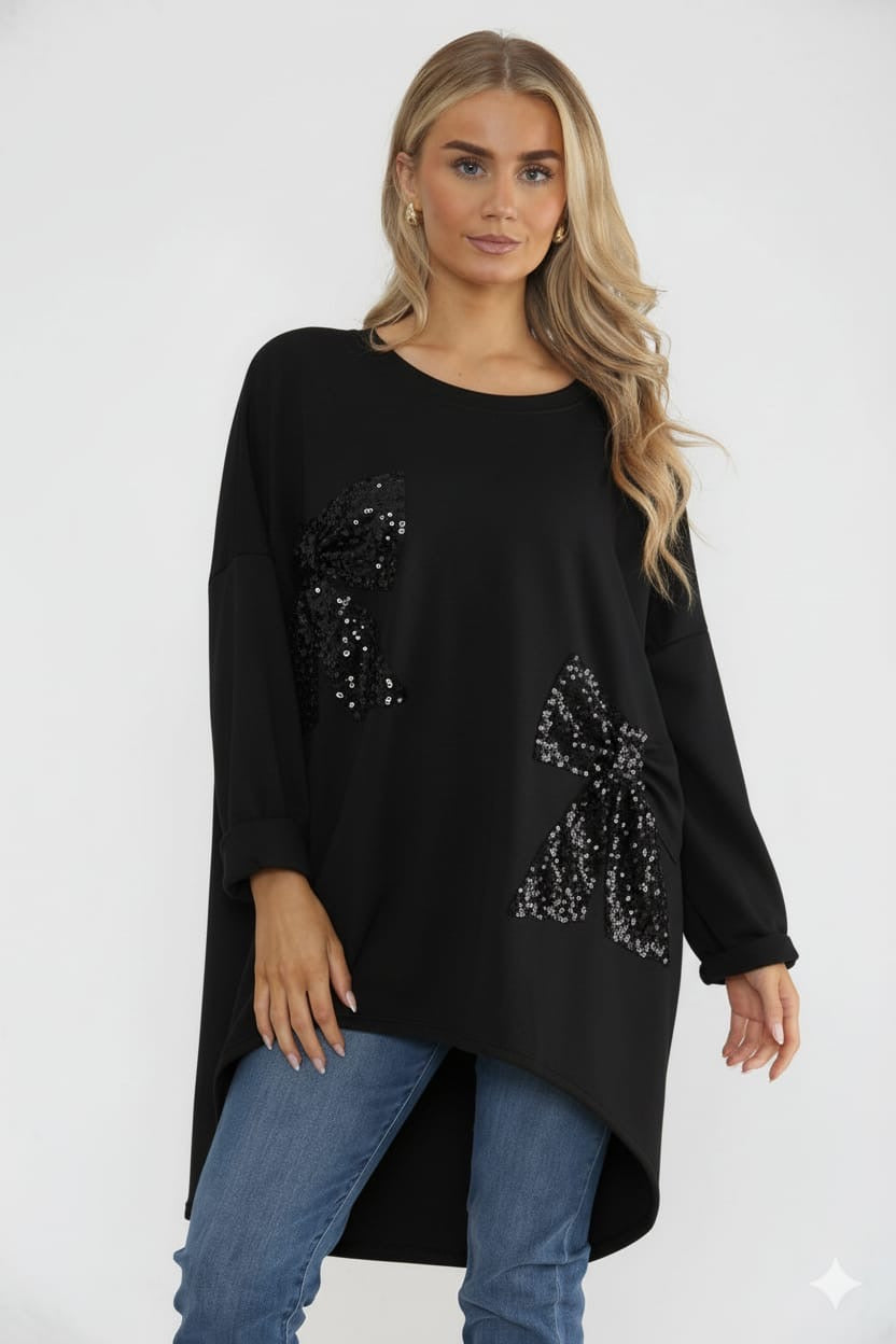 SEQUIN BOW SEWATSHIRT
