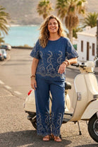 EMBROIDERED PRINTED LINEN SET