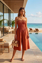 STRAPLESS HALTER-NECK PLAYSUIT