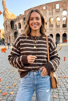 STRIPE GOLD BUTTON CARDIGAN