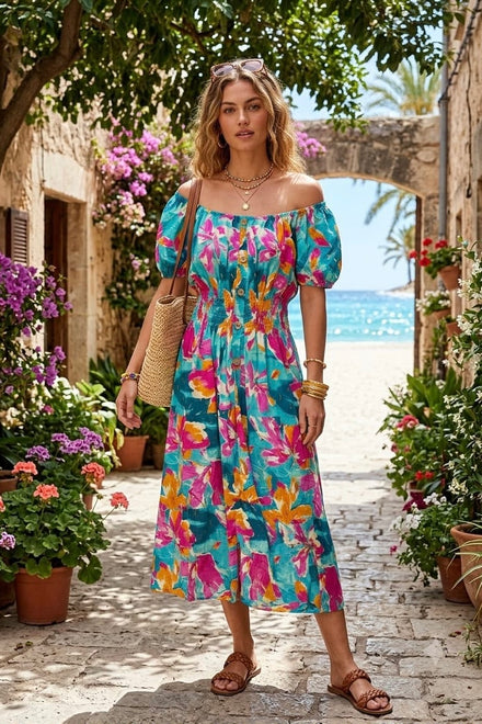 PRINTED CREWNWCK DRESS(MIXED COLOUR PACK)