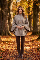 SUEDE BELTED GOLD BUTTON CAPE