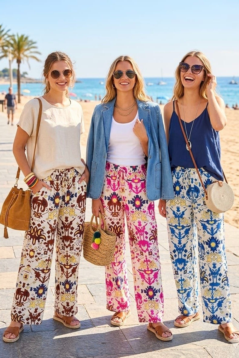 PRINTED WIDE LEG TROUSER(MIXED COLOUR PACK)