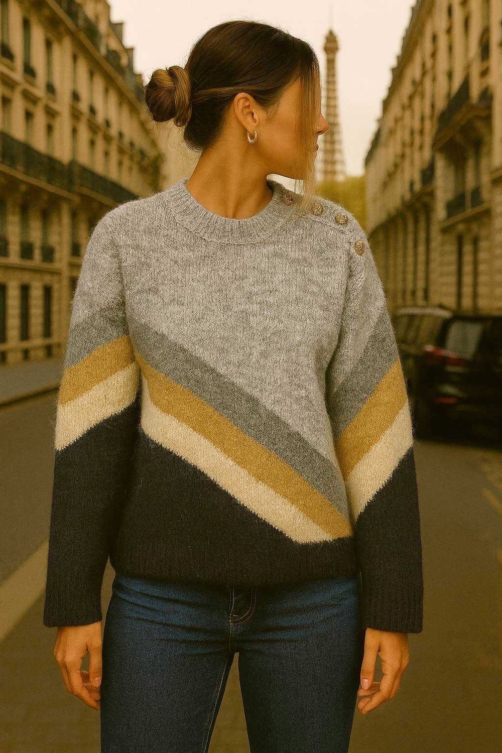 MULTICOLOUR SHOULDER BUTTON KNIT JUMPER (15339714969984)
