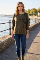 STUDDED LEOPARD PRINT PANEL SWEATSHIRT
