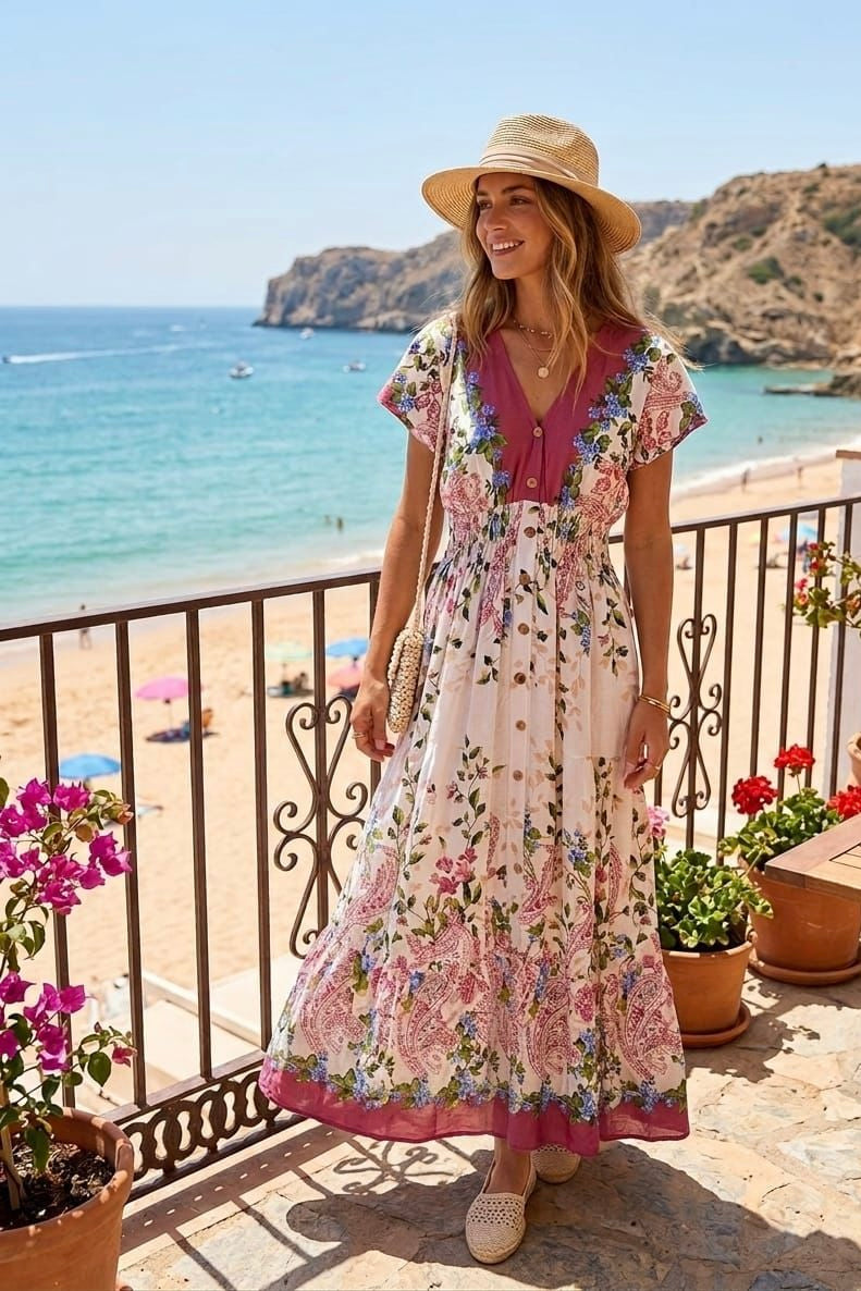 FLORAL VNECK BUTTON DRESS ( MIX COLOUR PACK )