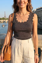 LUREX KNIT SCALLOPED TOP