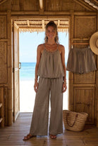 CHAIN DETAIL NECKLINE TOP LOUNGE SET