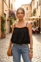 THIN STRAP BUBBLE HEM TOP
