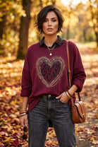 SEQUIN LEOPARD HEART SWEAT SHIRT