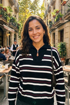 STRIPED HALF-ZIP KNIT JUMPER