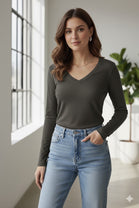 SOFTFEEL STRETCH V-NECK T-SHIRT (15366991151488)