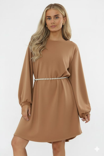 PEARL BELTED GLITTER DRESS (15361201111424)