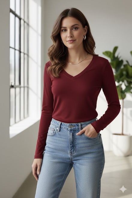 SOFTFEEL STRETCH V-NECK T-SHIRT (15366989840768)