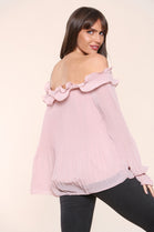 PLEATED OFF SHOULDER TOP (7520163627256)