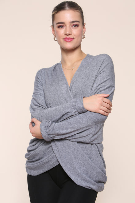 WRAP NECKLINE  BLOUSE (7461757812984)